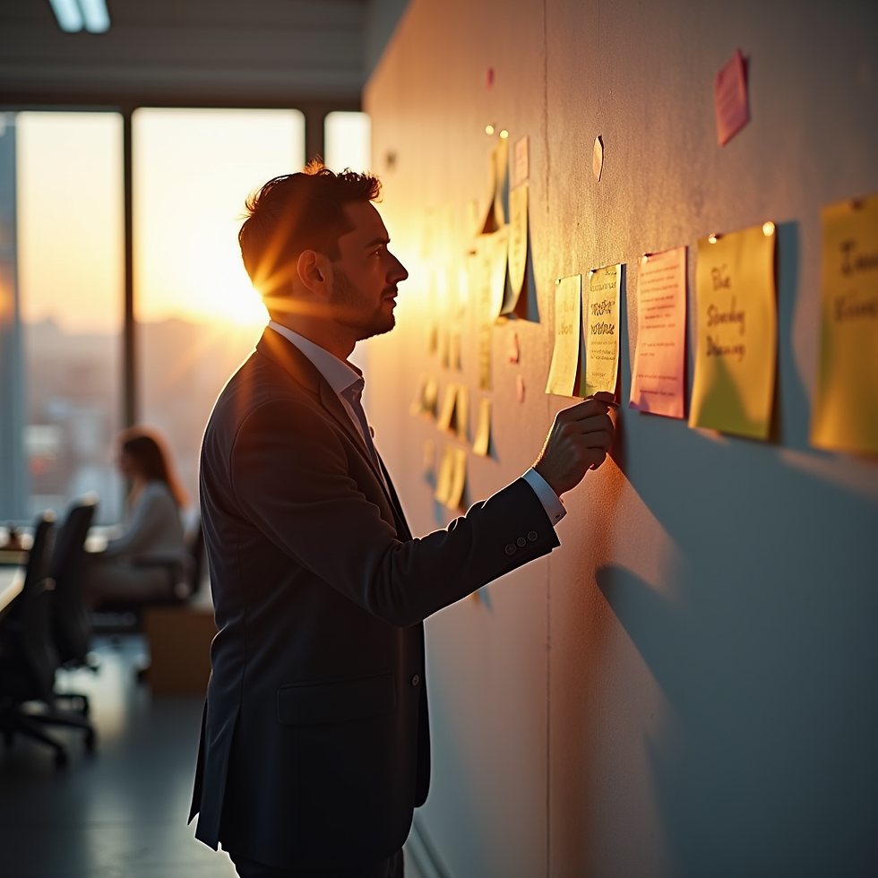 Visual of a man capturing notes