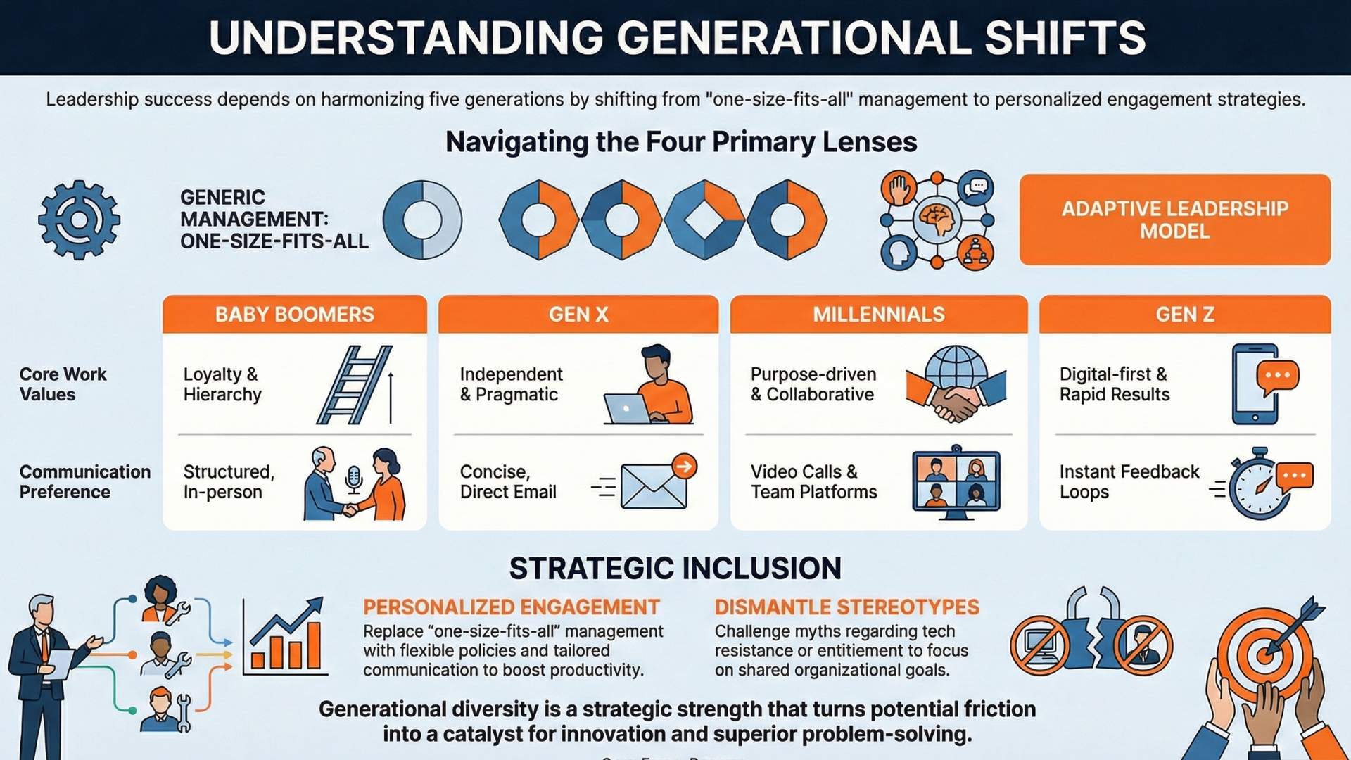 Own.Forge.Become infographic - Building Trust and Accountability: Introduction to Workforce Trends, Understanding Generational Shifts