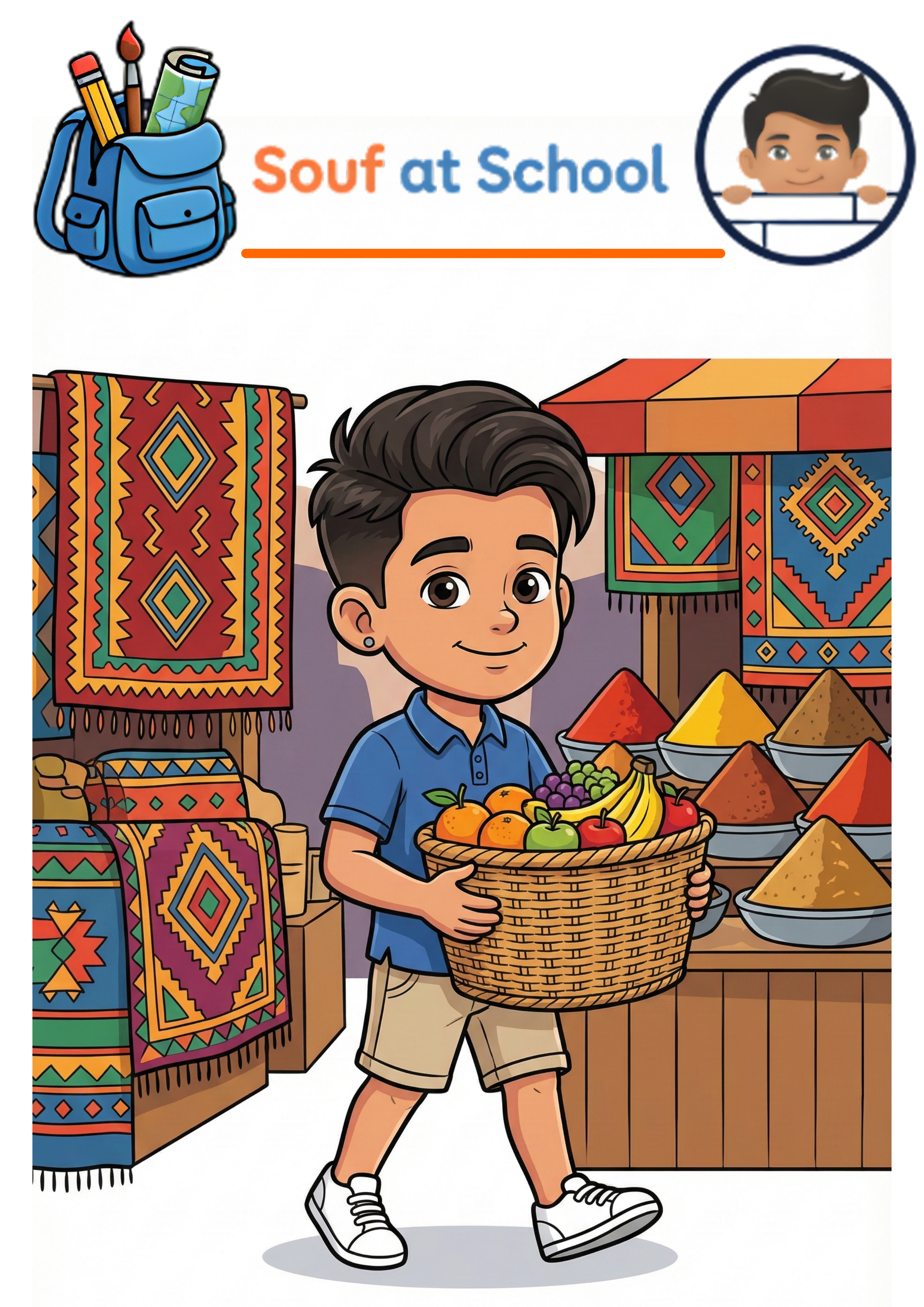 Cover of A Trip to the Souk, a children's picture book about North African markets by Souf at School