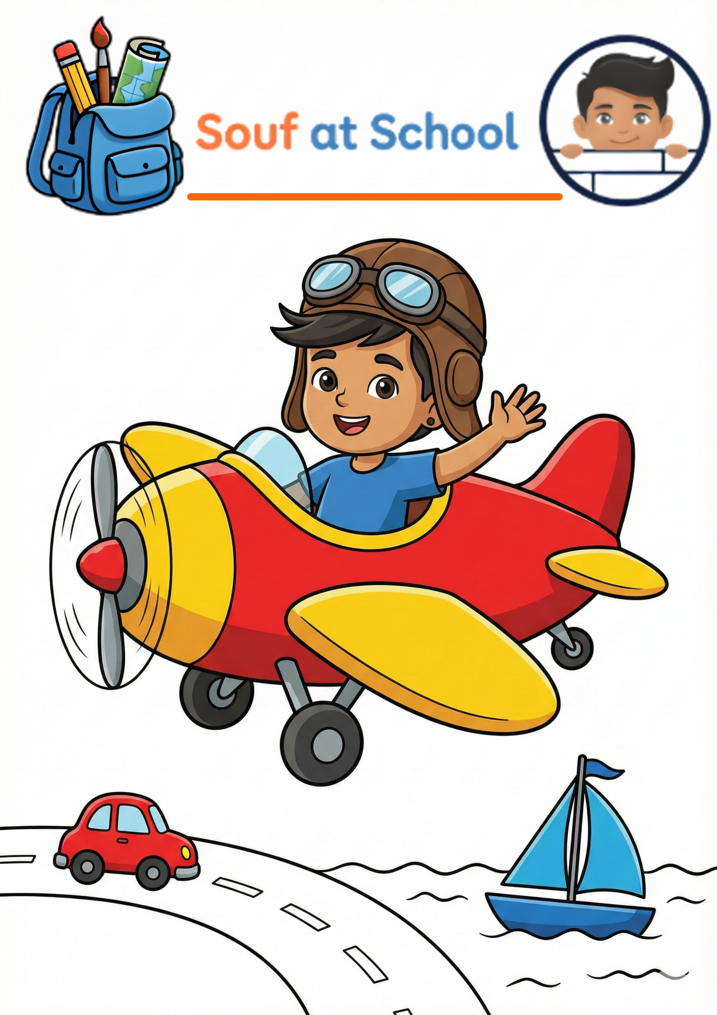 Cover of On the Move: Land, Air & Sea, a children's transport picture book by Souf at School
