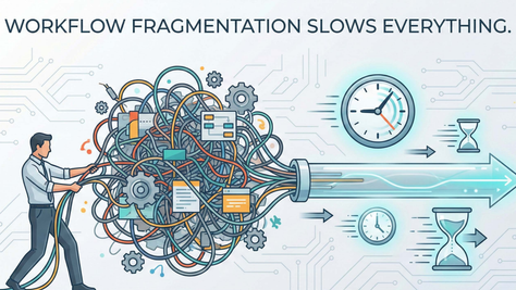Illustration of Workflow fragmentation slows everything