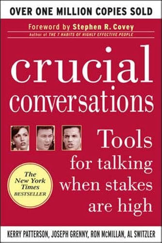 Book cover of "Crucial Conversations" by Stephen R. Covey.