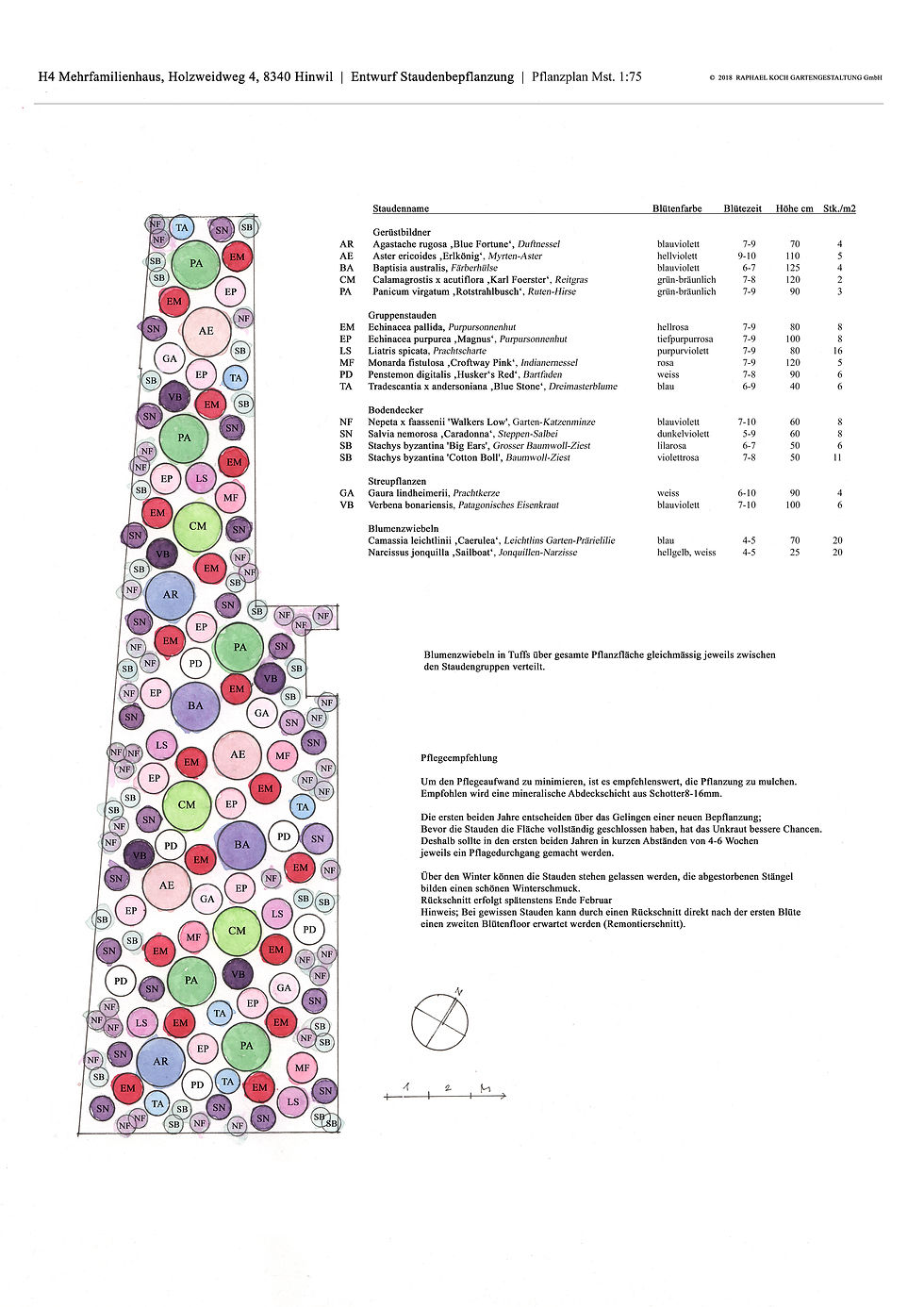 Pflanzplan Staudenbepflanzung MFH Hinwil für KLP Architekten AG