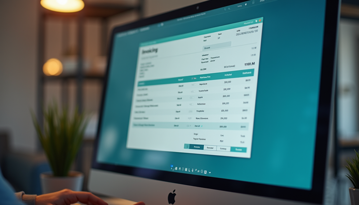 Widok z bliska na ekran komputera z otwartym programem do fakturowania KSeF