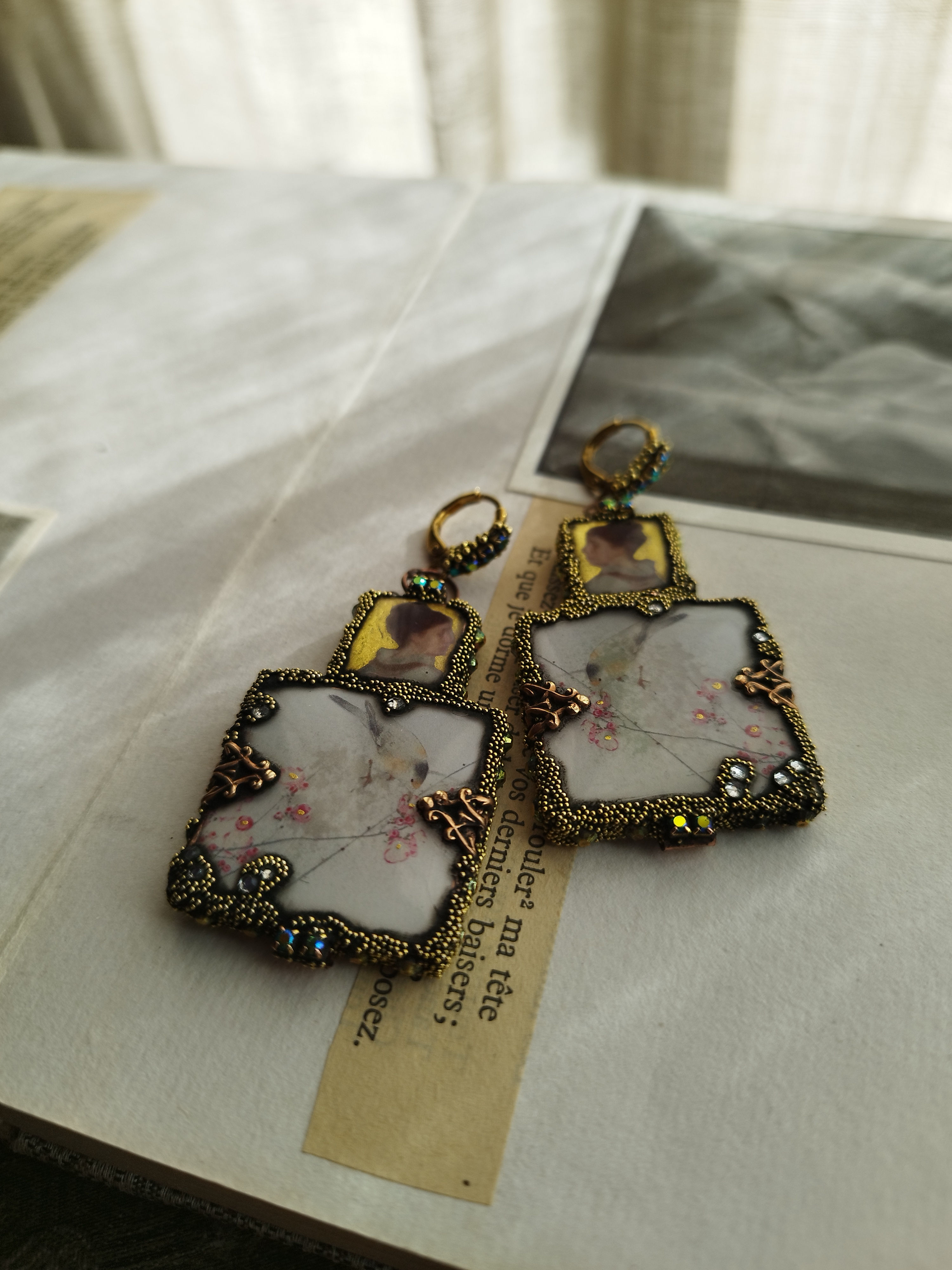 Boucles d'oreilles Racines, " Un Printemps Eternel"