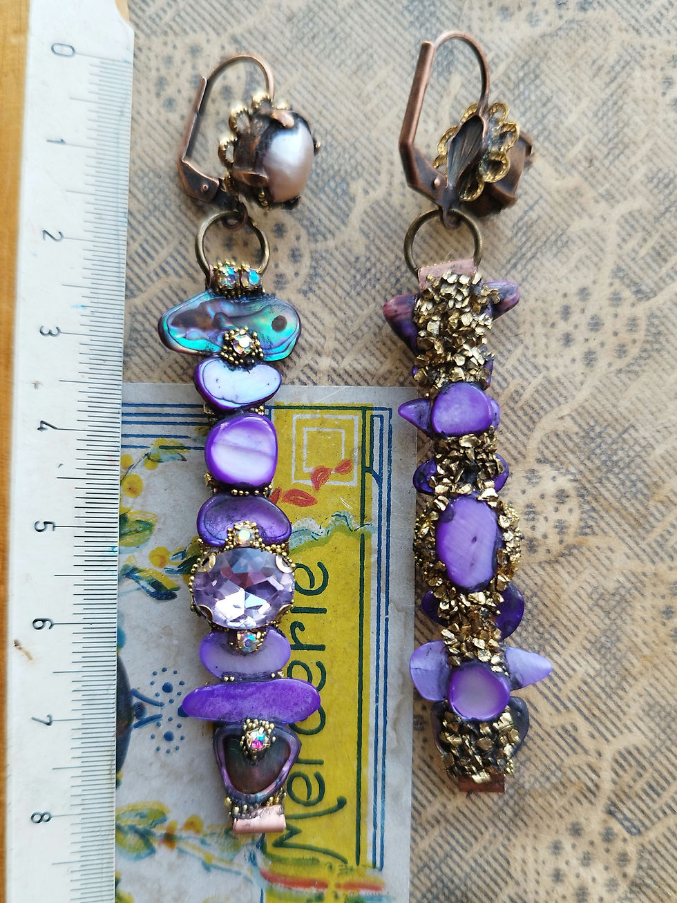 Thumbnail: NAOki earrings, crystals and purple mother-of-pearl