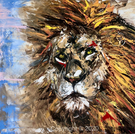 "Löwe", Öl auf Leinwand, Spachteltechnik, 70x80