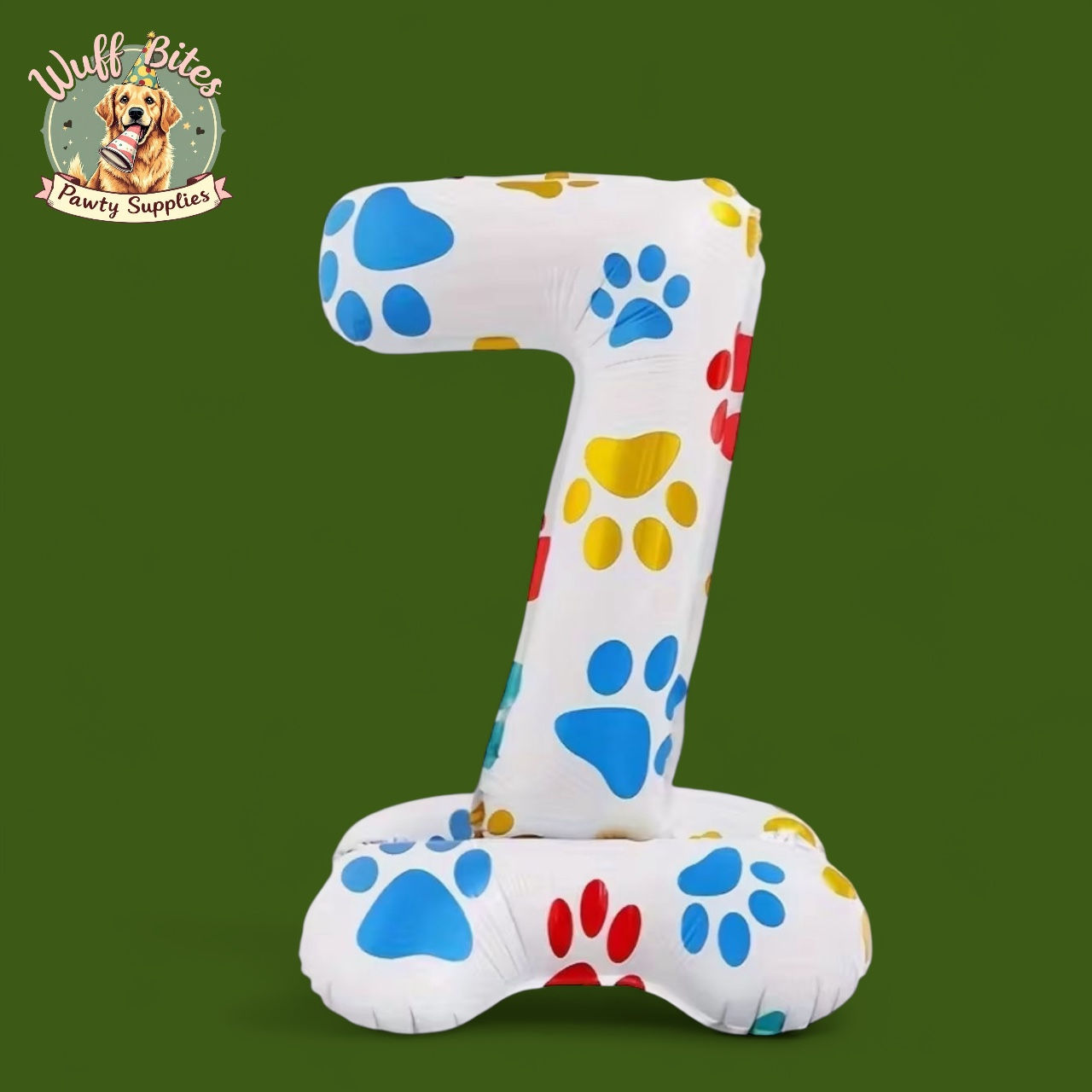 18" 7th BarkDay Paw Print Foil Standing Balloon
