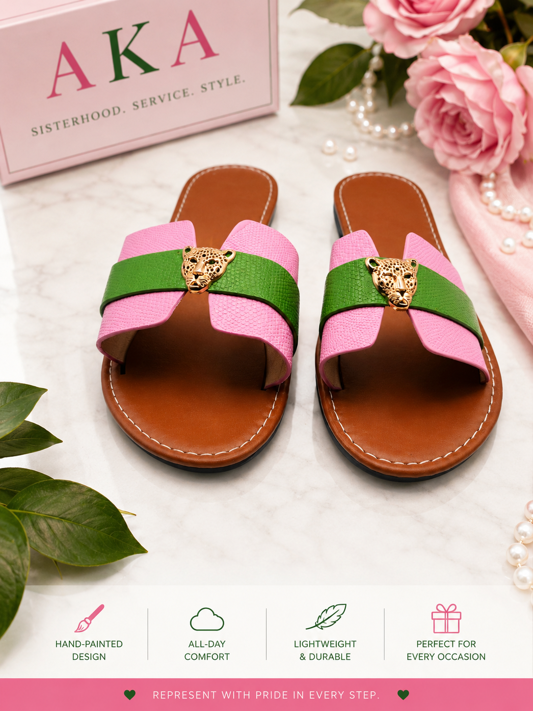 Limited Edition Pink and Green Leopard Slides