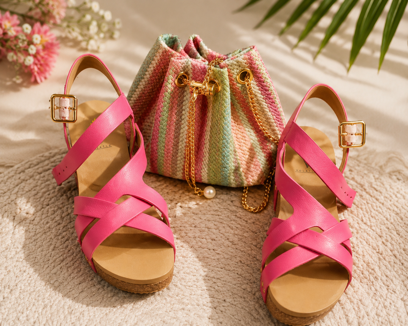 Hot Pink Sandcastle Strappy Sandals