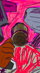 a drawing of a can with the word wanted in red