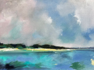 A painting in Oil depicting Glassy Seas at Saunton Sands