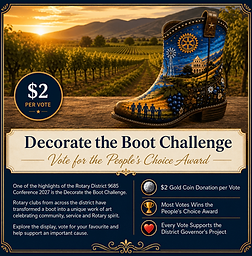“Decorate the Boot Challenge promotion featuring a colourful country boot for Mudgee 2027.”
