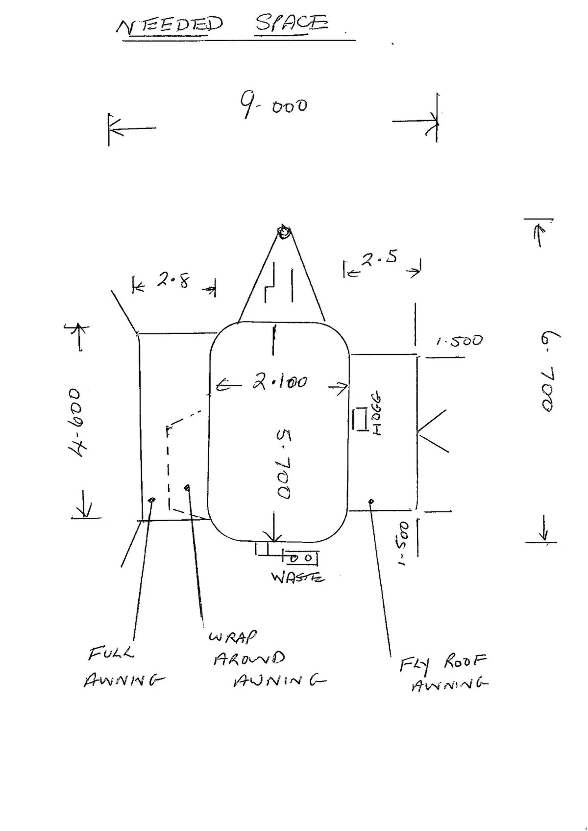 Record the spacing needed for your awning