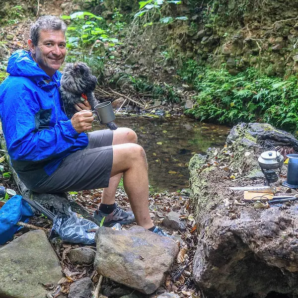It was a very wet, rainy camp with my dog in a dense bush.