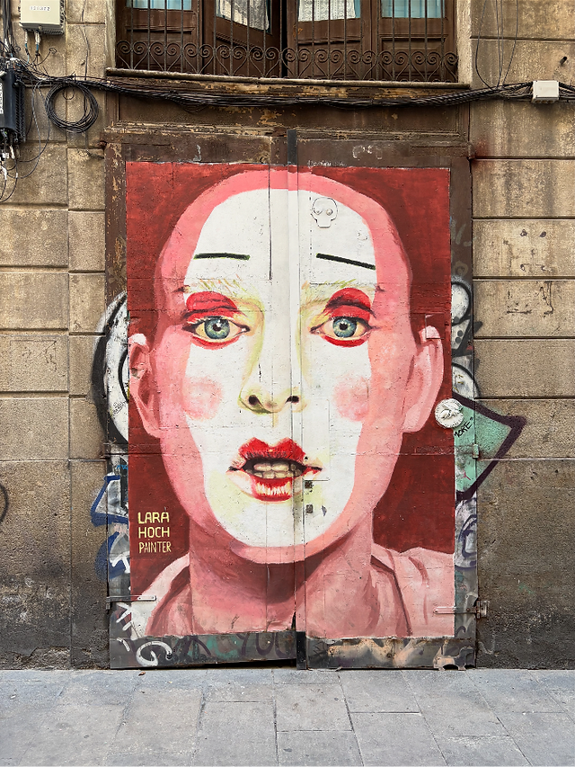 Streetart Barcelona deurschildering
