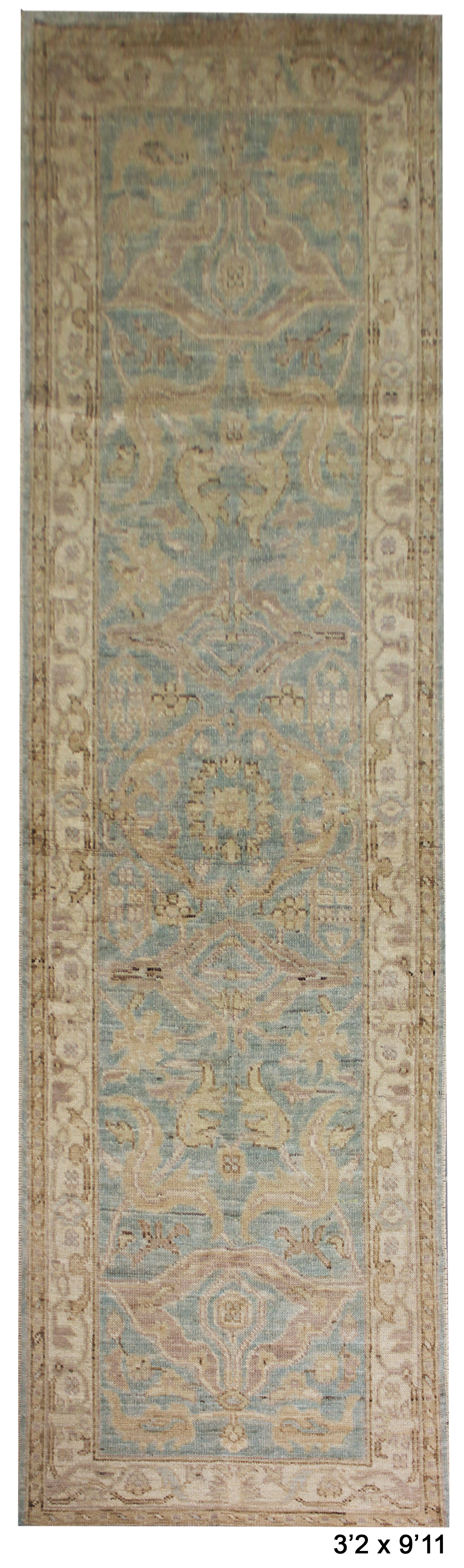 Hand Knotted Oushak Runner 3'2" x 9'11"