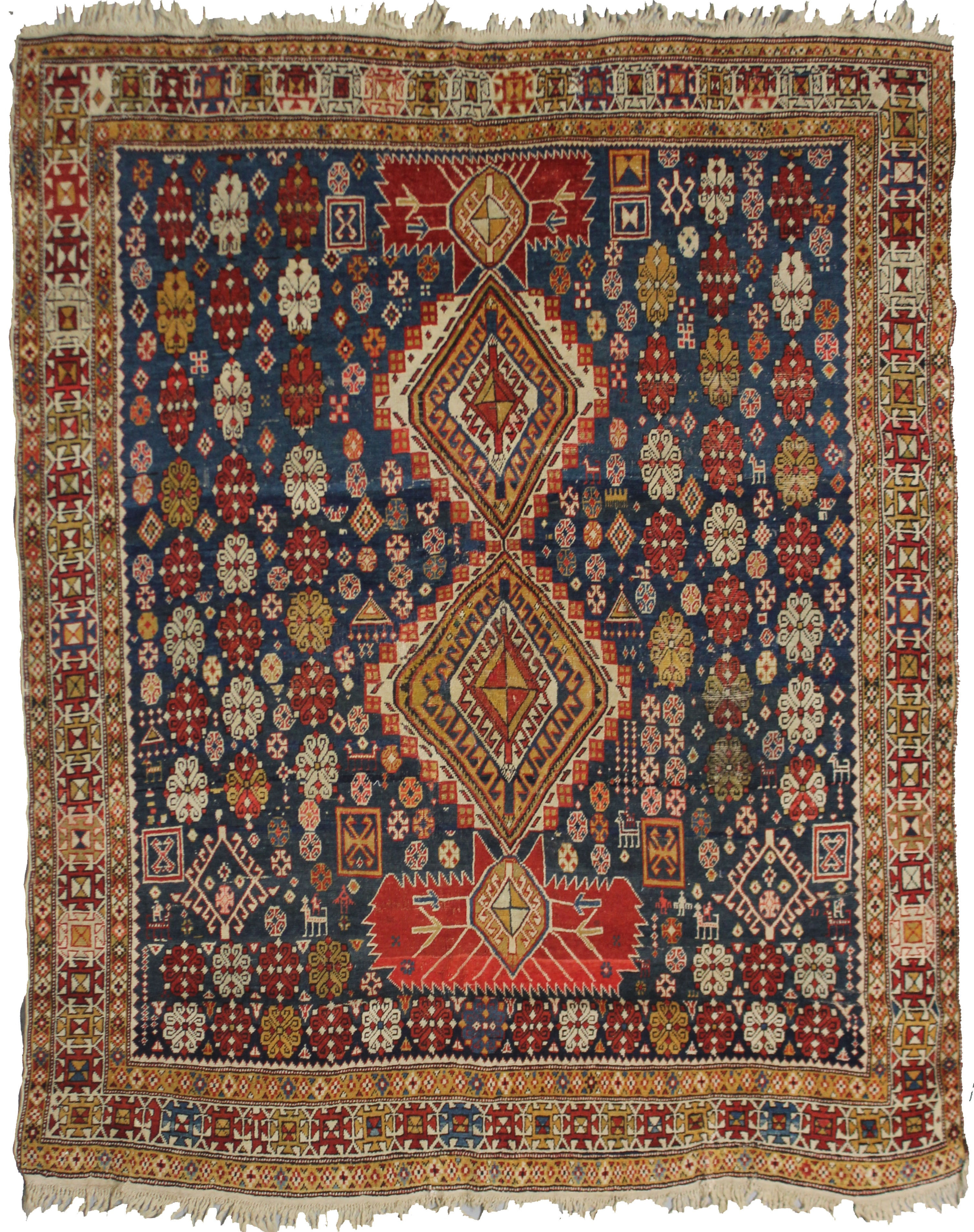 Hand Knotted Antique Sharawan Rug - 5'9" X 5'0"