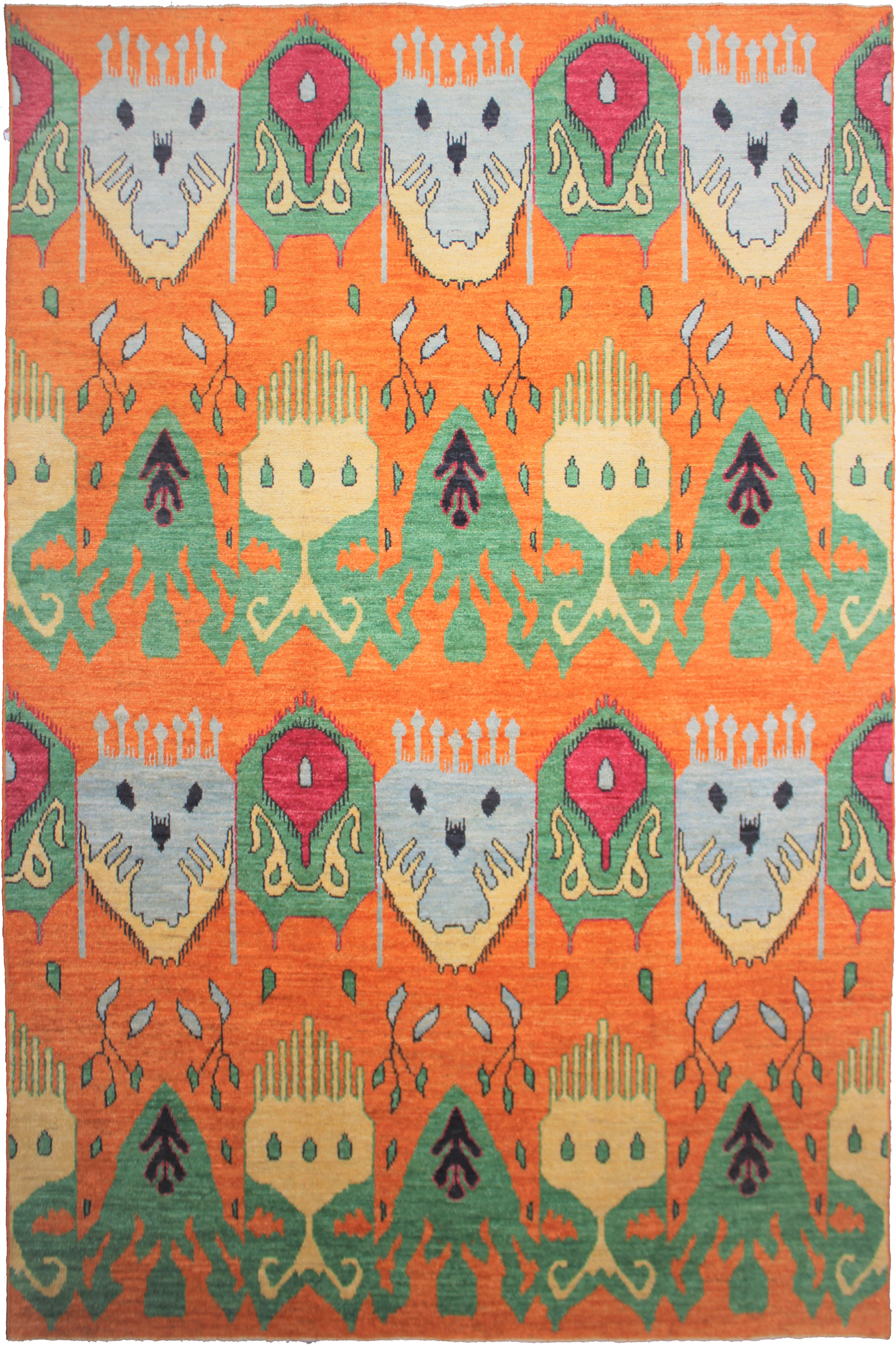 Hand Knotted Ikat Rug - 10′3″ × 14′3″