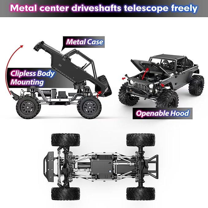 Thumbnail: HYPER GO H12Y 1/12 Brushless 4X4 RC Rock Crawlers for Adults, Metal Case Waterpr