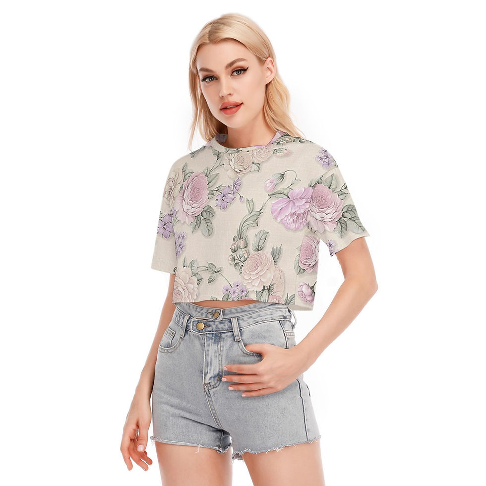Thumbnail: All-Over Print Women's Cropped T-shirt | 190GSM Cotton