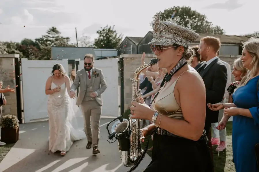 Ellie Sax wedding venue reception summer bride groom confetti toss barn farm 