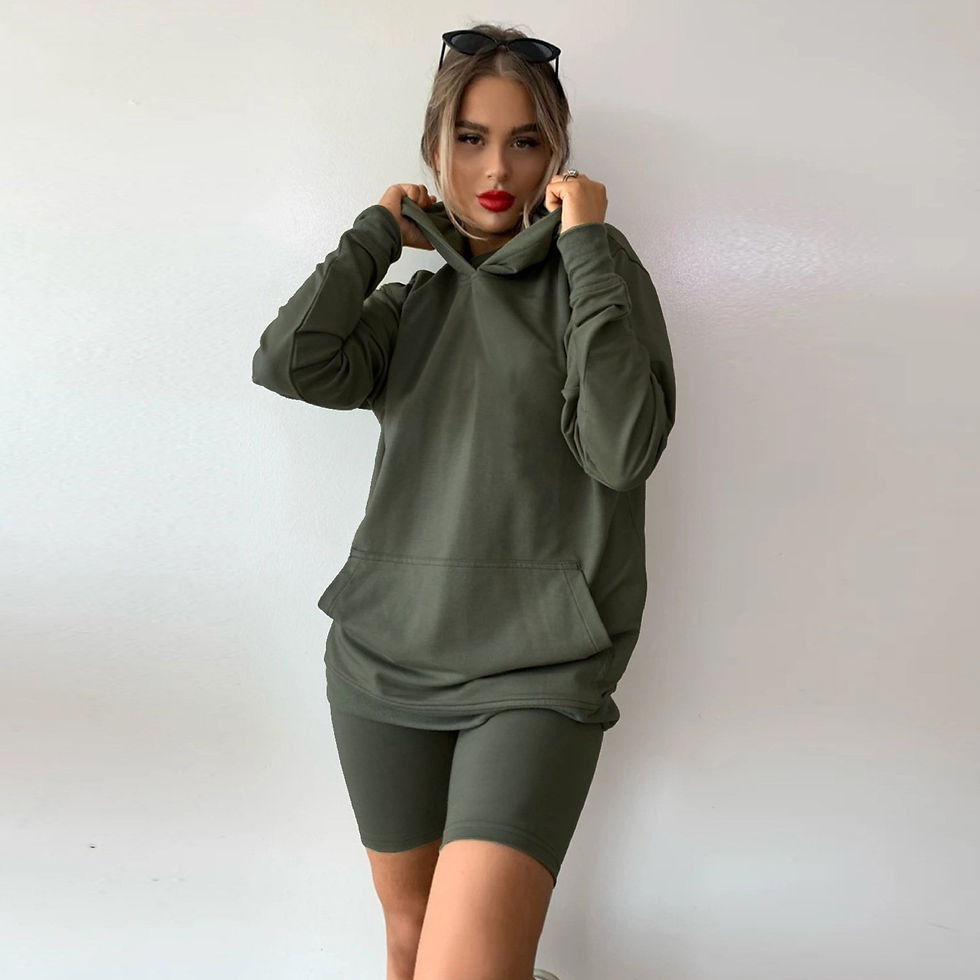 Thumbnail: Autumn Winter Loose Long Sleeve Sweatshirt Top Hoodie and Biker Shorts
