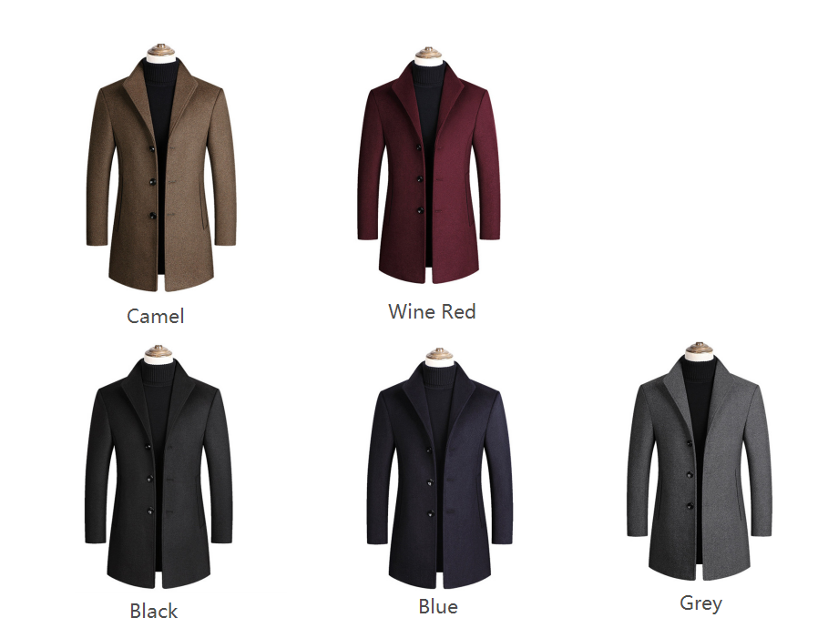Thumbnail: High Quality Men Coats Autumn Winter Solid Color Men's Wool Jacket