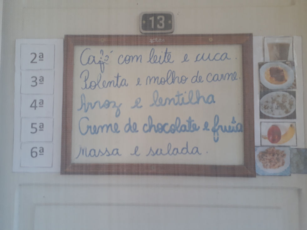 Cardápio da escola.