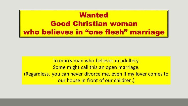 GOD DOES NOT WANT CHRISTIANS FORCED TO ACCEPT ADULTERY
