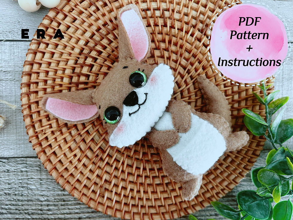 Thumbnail: Kangaroo felt PDF Patterns. DIY felt toys Kangaroo. Australian animal pattern.