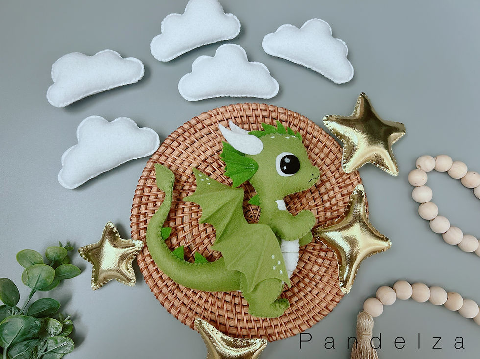 Thumbnail: Dragon set felt PDF Pattern. Sewing Dragon animal, star, diamond, cloud. DIY toy