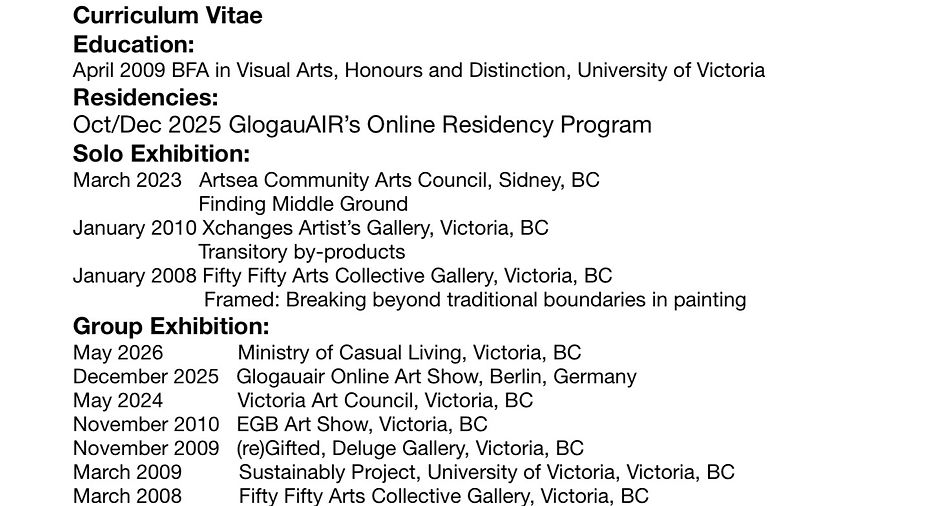 Curriculum Vitae Artist Resume