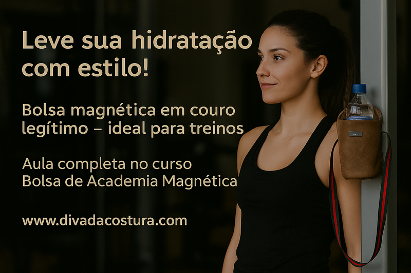 Imagem da bolsa magnética no aparelho de academia: Bolsa de academia magnética em couro marrom fixad