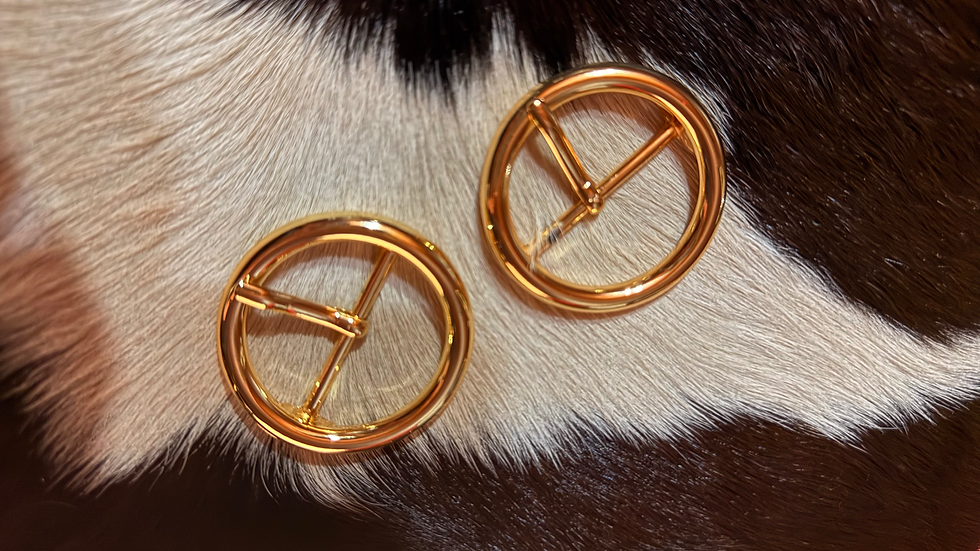 Thumbnail: Fivela redonda 35mm dourada - 1 unidade