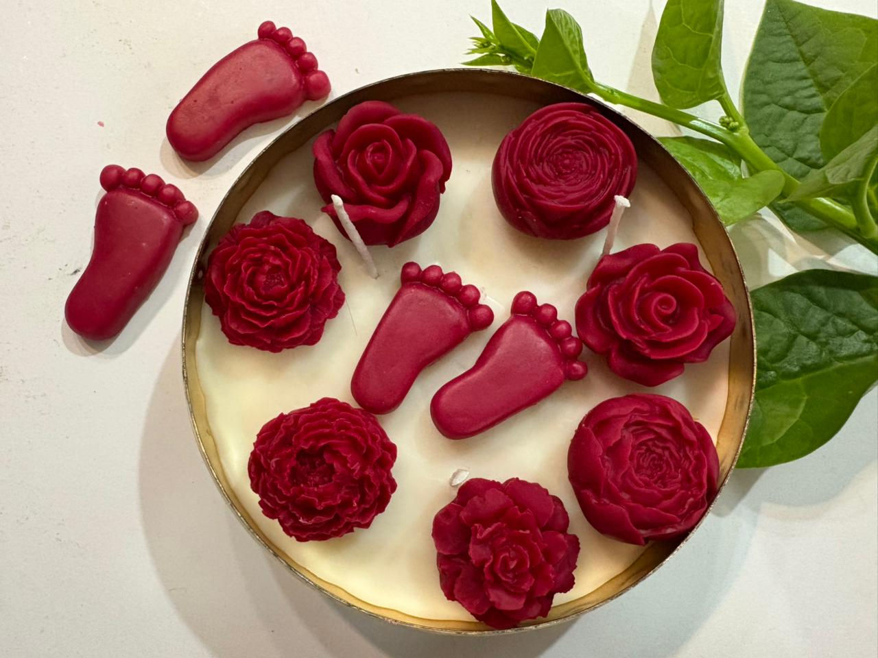 Lakshmi footprint with Loaded Rose 5 inch Urli