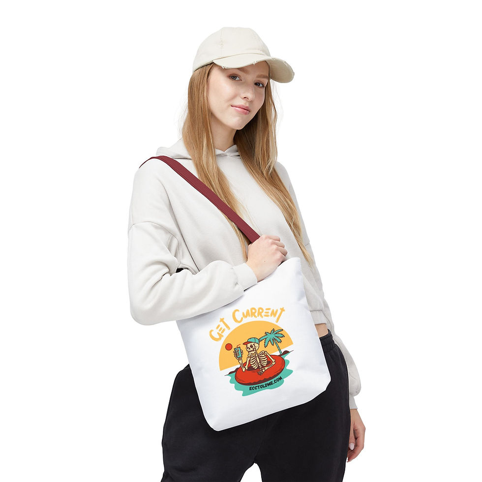 Thumbnail: Get Current Skeleton Beach Tote Bag — Retro Summer Graphic Tote