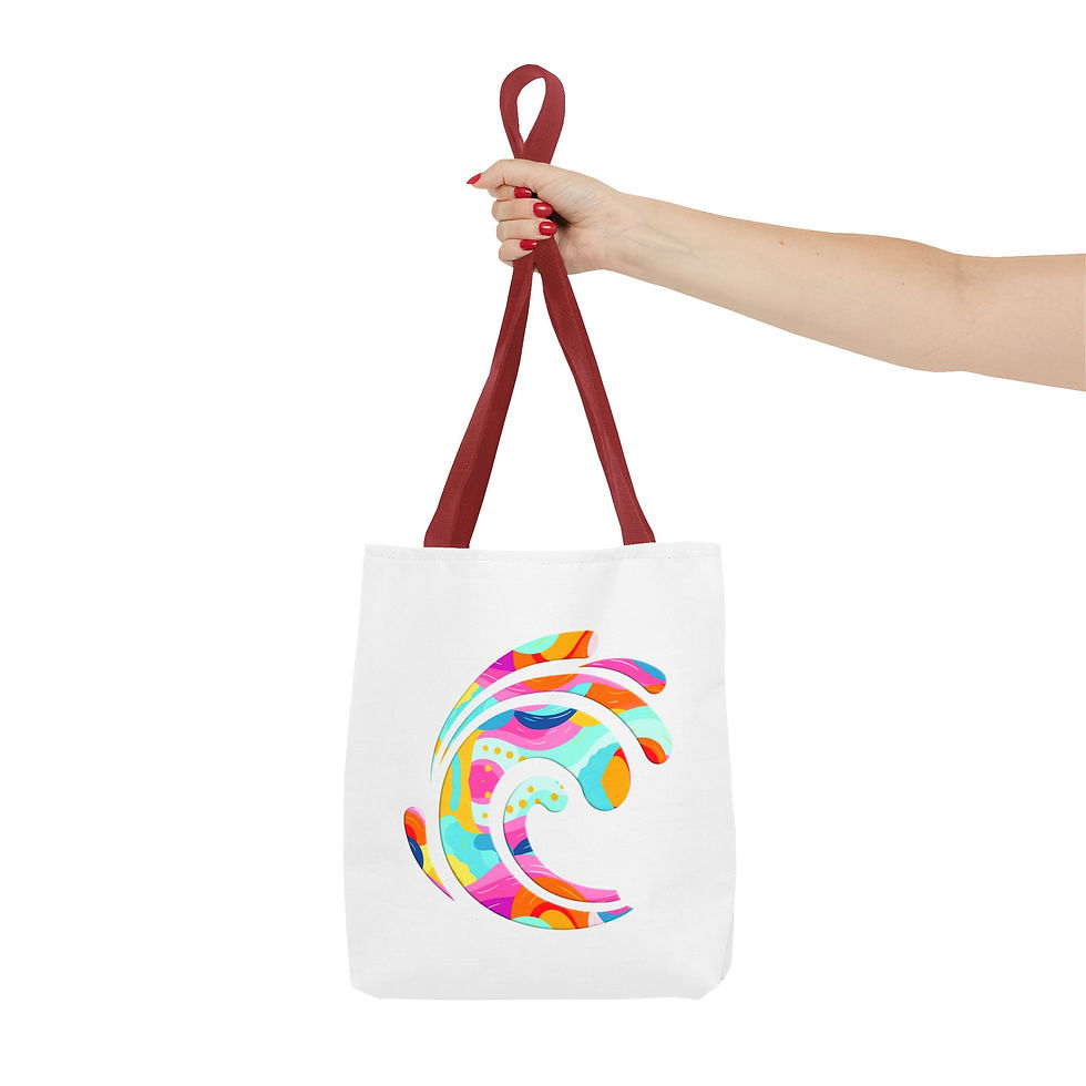 Thumbnail: Colorful Wave Tote Bag — Vibrant Abstract Ocean Print