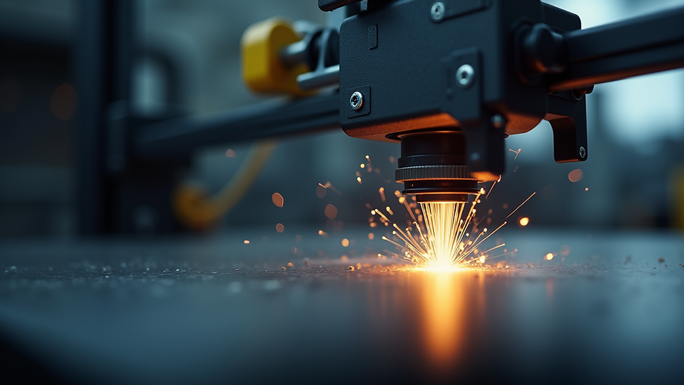 Eye-level view of a 3D metal printer in action