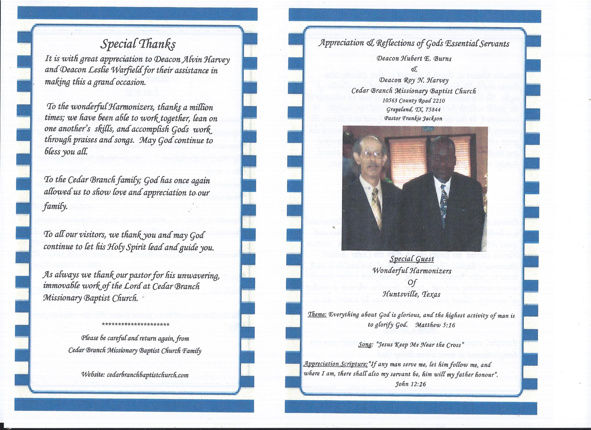 Appreciation Benefit of Hubert & Roy 3-25-2017 (2)