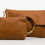 Thumbnail: Brown Leather Gold Tone Hoop Hobo Handbag leather pouch