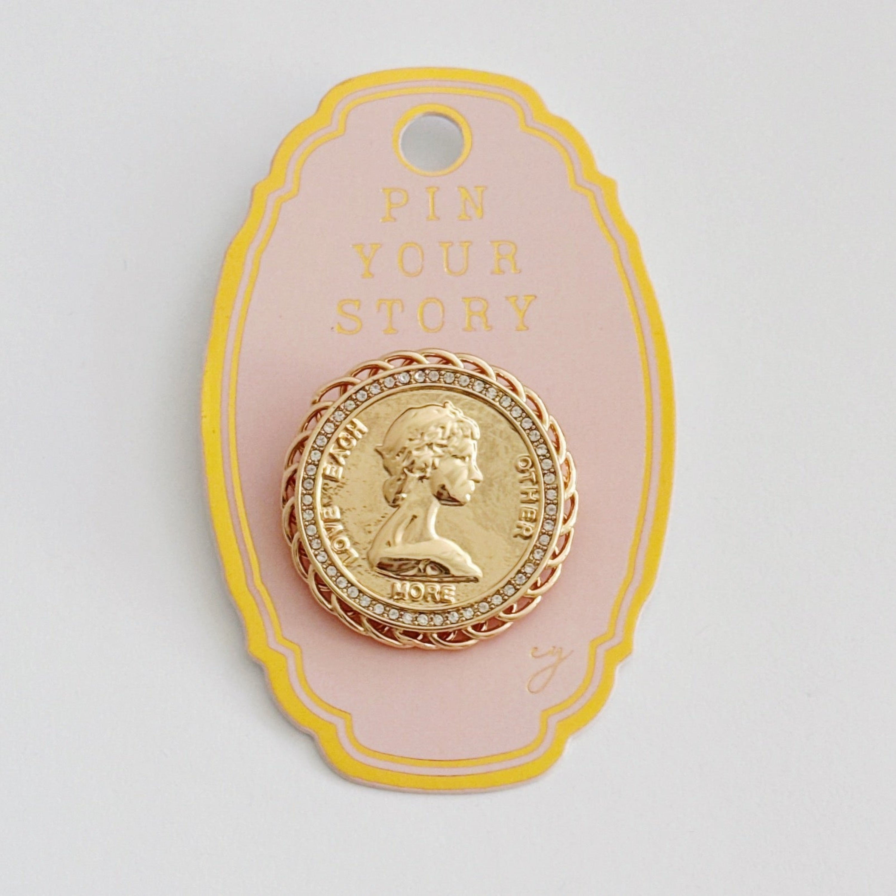 Vintage Medallion Coin Brooch Pin