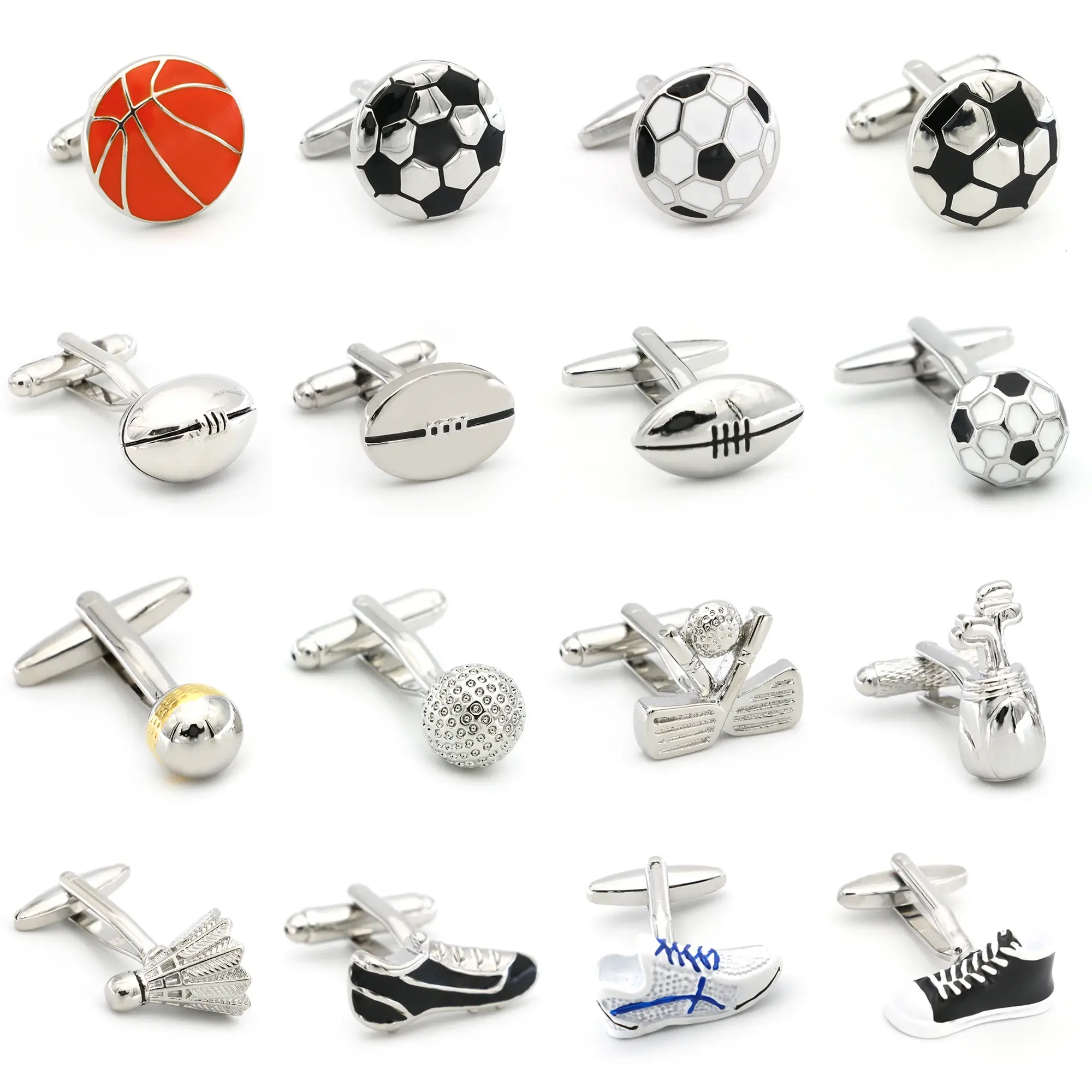 Men's Copper Sport Ball Cufflinks for Golf Football Rugby Tennis