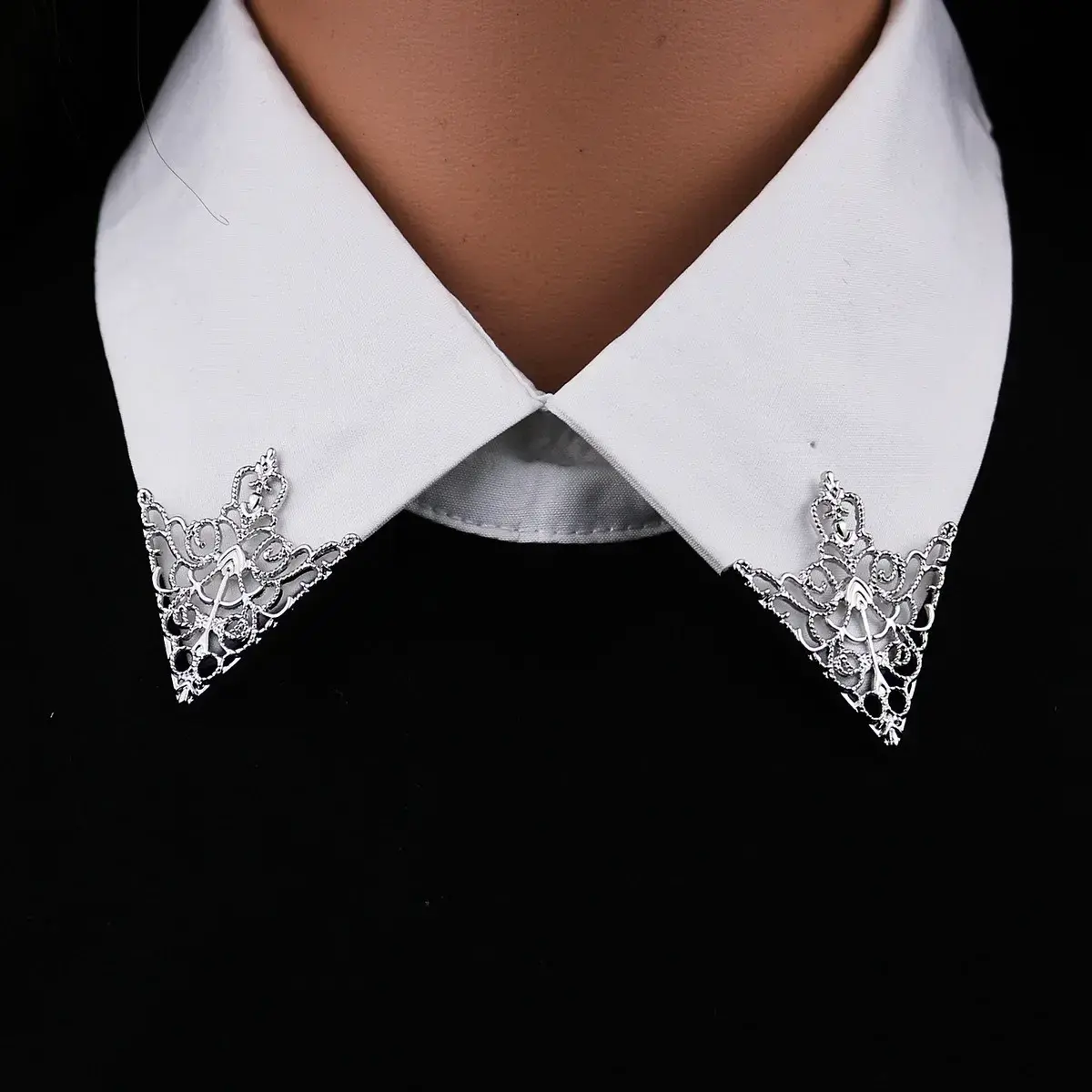 Vintage Triangle Shirt Collar Pin Brooch for Men and Women