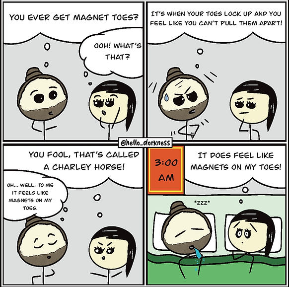 Funny cute comic charley horse magnet toes