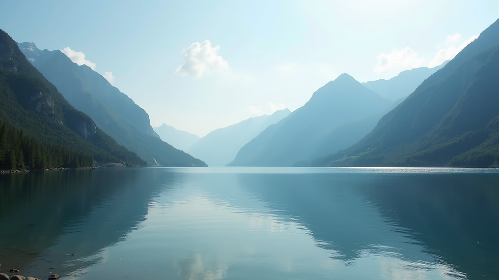 Close-up view of a tranquil lake surrounded by mountains