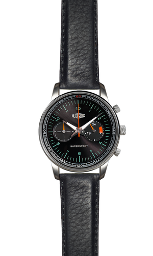 Stainless Steel Junkers G38 D2500 Uhr SUPERSPORT II Black Goose