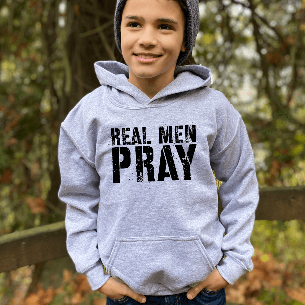 REAL MEN PRAY Boys Hoodie