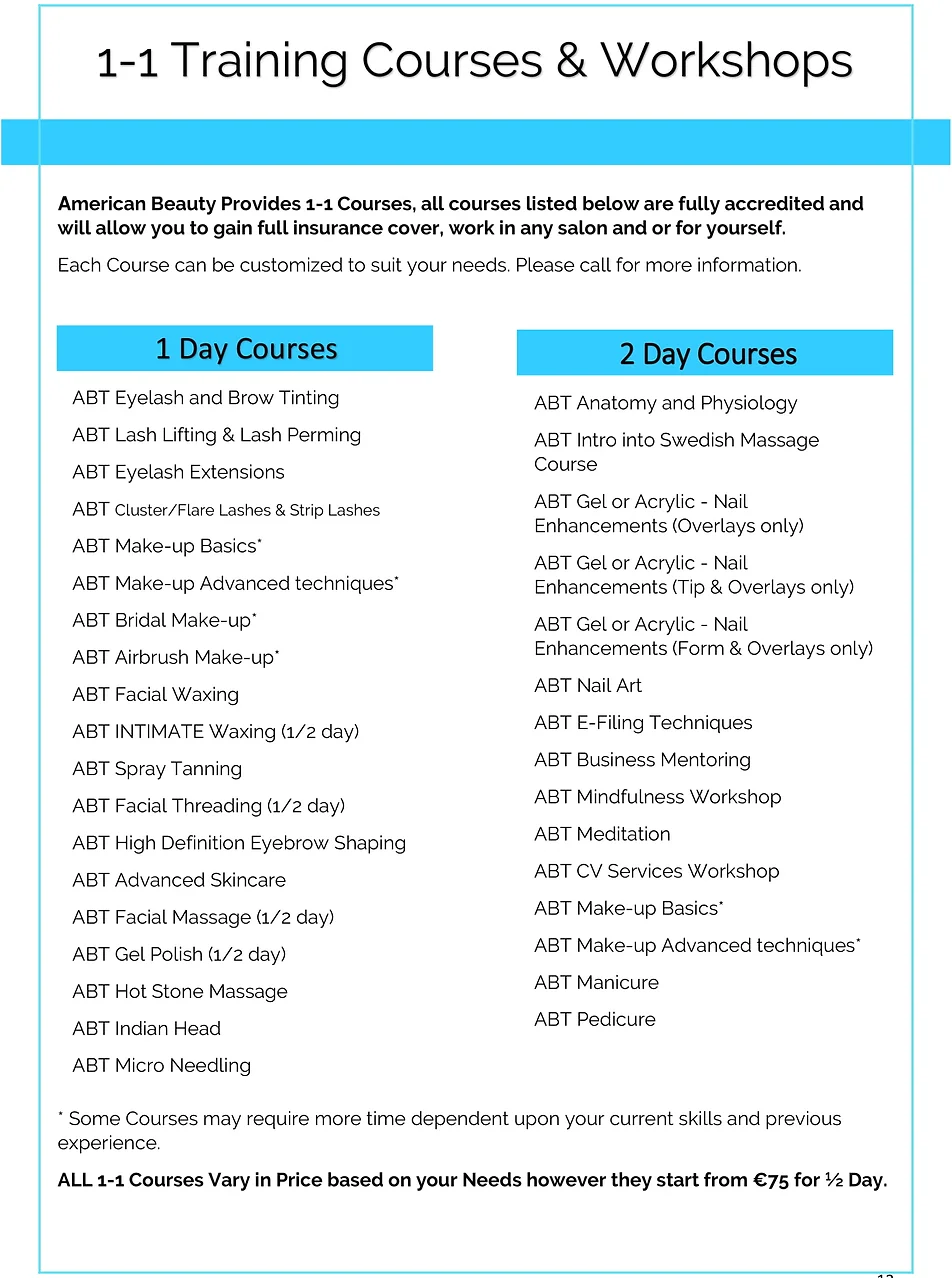 home american beauty college cork short courses