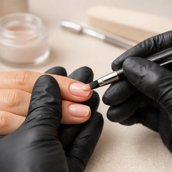 Online nail technician training course demonstrating professional nail application techniques
